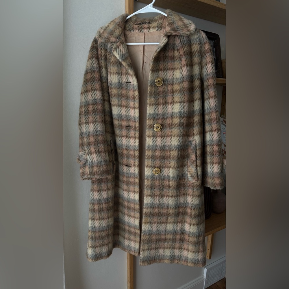 Vintage Brown Plaid Teddy Jacket